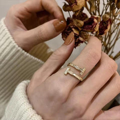 Gold Double-Band Open Ring Boho Bloom