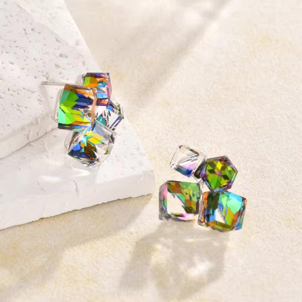 Austrian Crystal Cube Drop Earrings Boho Bloom