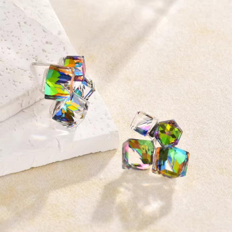 Austrian Crystal Cube Drop Earrings Boho Bloom