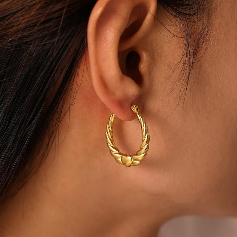 Anti tarnish heart hoop earrings Boho Bloom