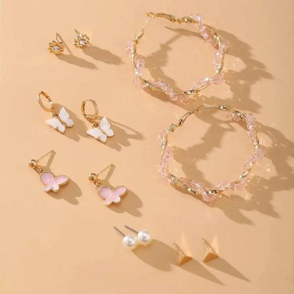 Pink Earring Fashion Card Combo of 6 Pairs Boho Bloom