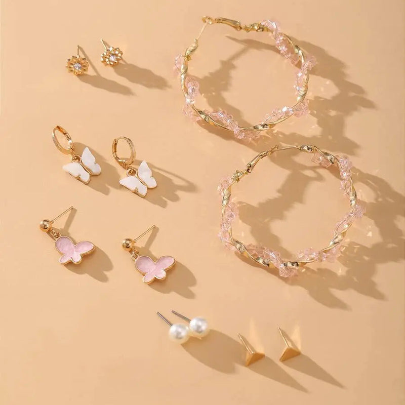 Pink Earring Fashion Card Combo of 6 Pairs Boho Bloom