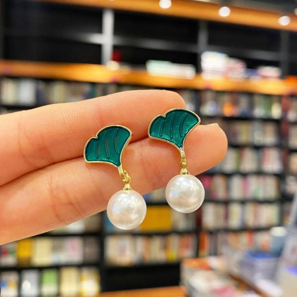 Green Leaf Earrings Boho Bloom