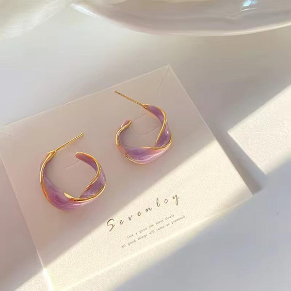 Purple and Gold Swirl Earrings Boho Bloom