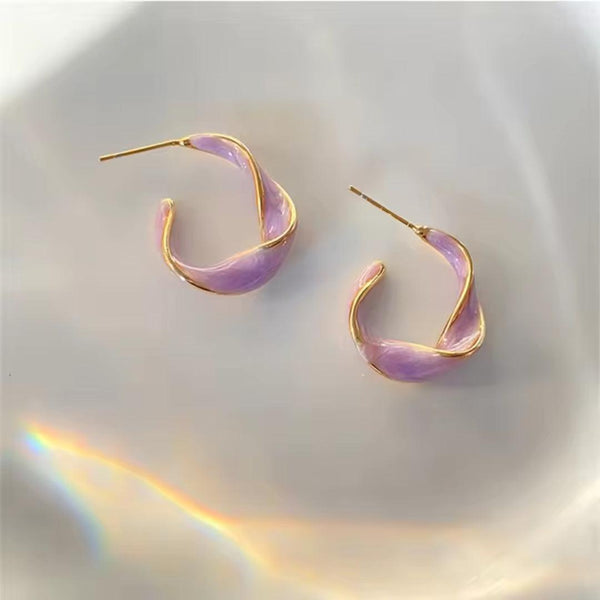 Purple and Gold Swirl Earrings Boho Bloom