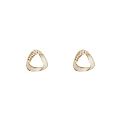 Gold Triangular Mother-of-Pearl and Rhinestone Earrings Boho Bloom