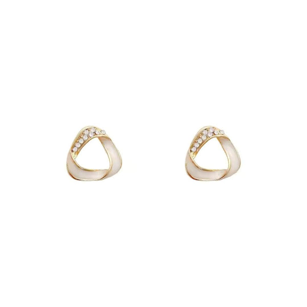Gold Triangular Mother-of-Pearl and Rhinestone Earrings Boho Bloom