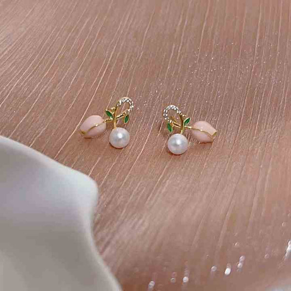 Gold Plated Tulip Cross Cross Pearl Earring Boho Bloom