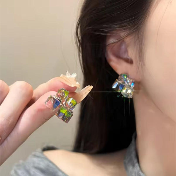 Austrian Crystal Cube Drop Earrings Boho Bloom