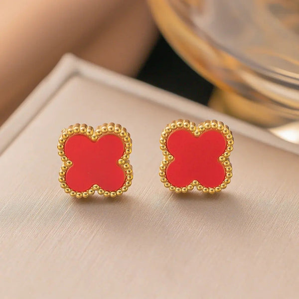 Anti Tarnish Cute Lil Red Stud Earring Boho Bloom