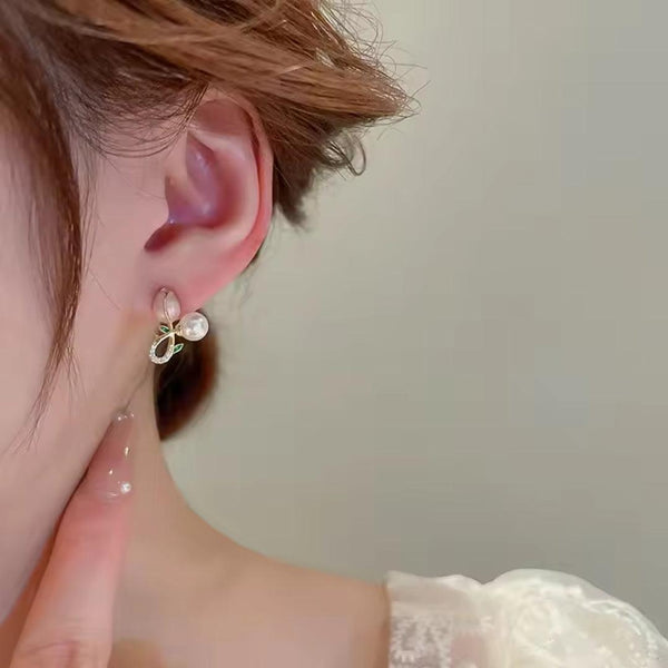 Floral Pearl Drop Earrings Boho Bloom