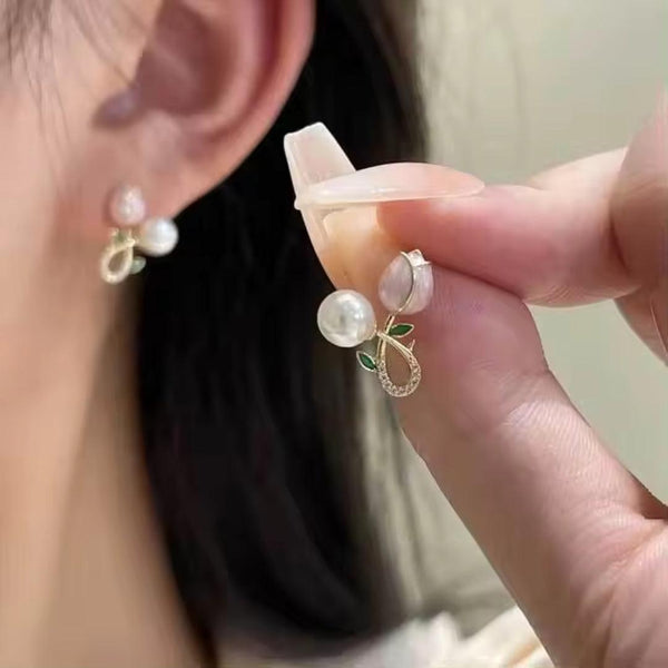 Floral Pearl Drop Earrings Boho Bloom