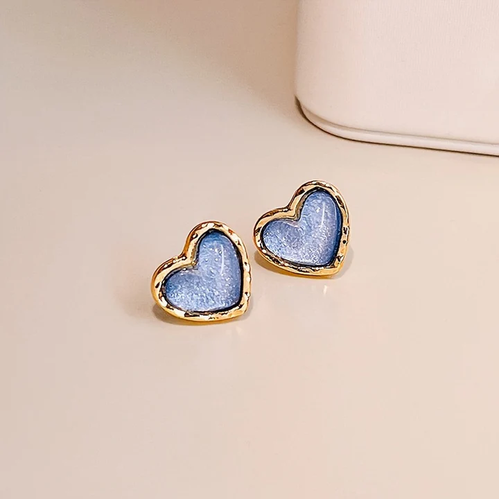 Mini Heart Enamelled Studs Boho Bloom