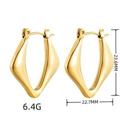 Anti tarnish classy Triangle gold hoops earrings Boho Bloom
