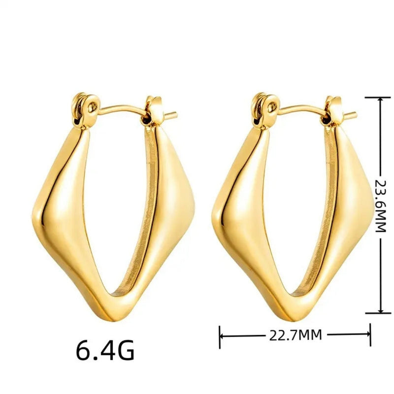 Anti tarnish classy Triangle gold hoops earrings Boho Bloom