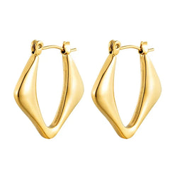 Anti tarnish classy Triangle gold hoops earrings Boho Bloom