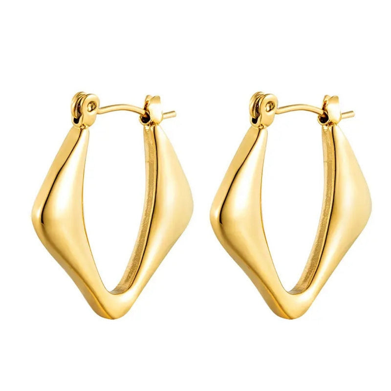 Anti tarnish classy Triangle gold hoops earrings Boho Bloom