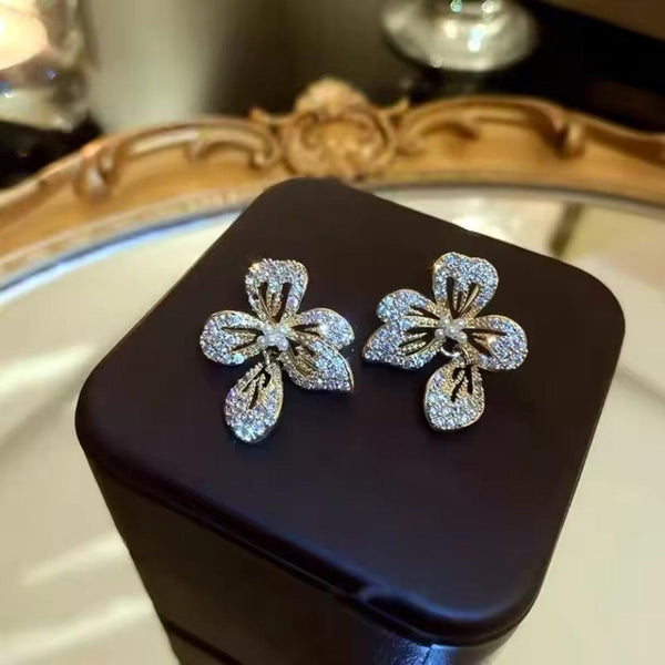 Sparkling Flower Stud Earrings Boho Bloom