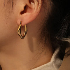 Anti tarnish classy Triangle gold hoops earrings Boho Bloom