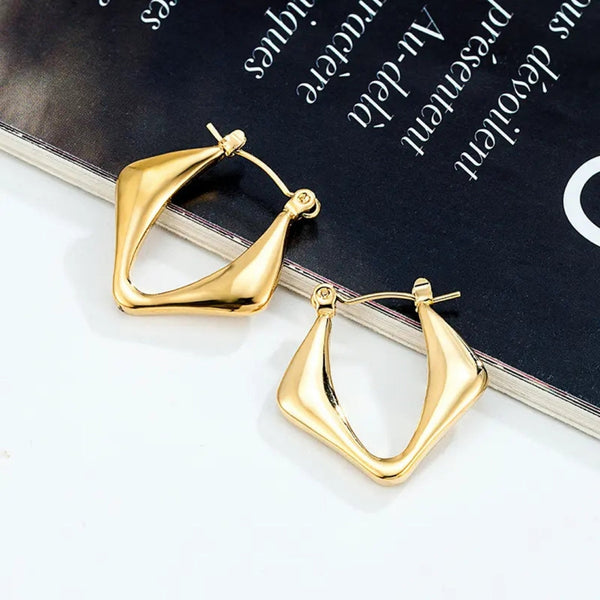 Anti tarnish classy Triangle gold hoops earrings Boho Bloom