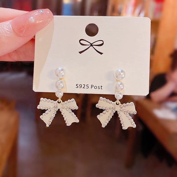 Cute Heart Shaped Pearl Drop Earring Boho Bloom