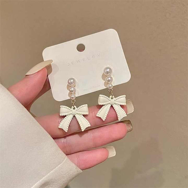 Cute Heart Shaped Pearl Drop Earring Boho Bloom