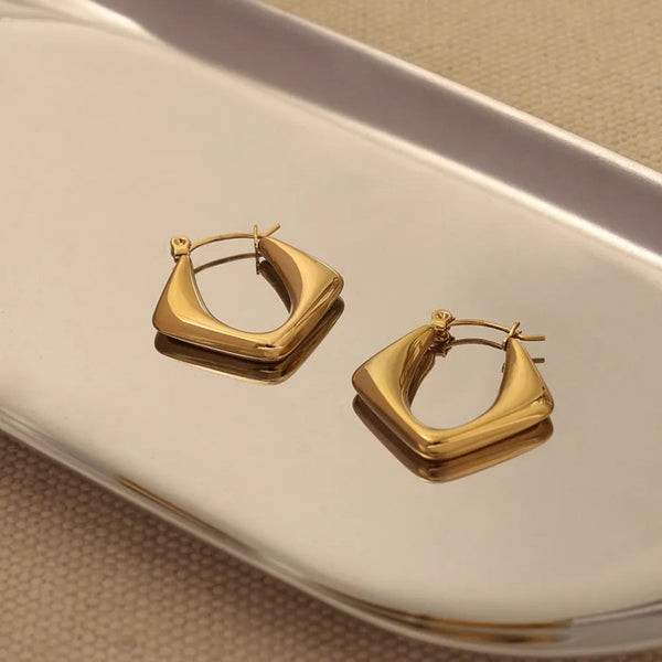 Anti tarnish classy Triangle gold hoops earrings Boho Bloom