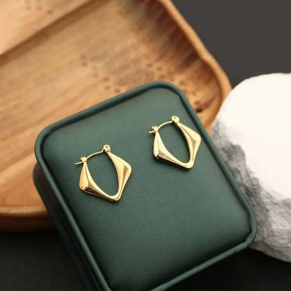 Anti tarnish classy Triangle gold hoops earrings Boho Bloom