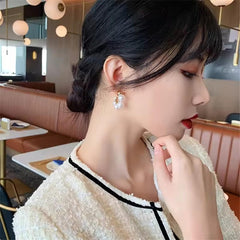 Gold and Pearl Cluster Earrings Boho Bloom