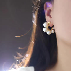 Gold and Pearl Cluster Earrings Boho Bloom