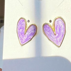 Purple Heart-Shaped Stud Earrings Boho Bloom