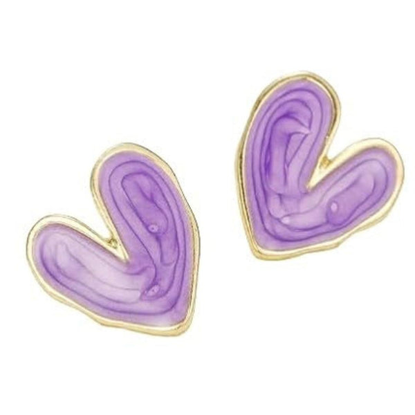 Purple Heart-Shaped Stud Earrings Boho Bloom