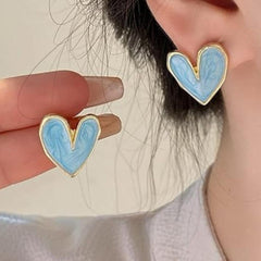 Gold-Framed Blue Heart Studs Boho Bloom
