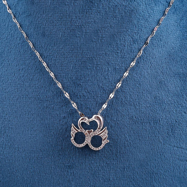 Silver Necklace with Swan Pendant Boho Bloom