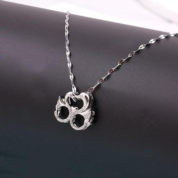 Silver Necklace with Swan Pendant Boho Bloom