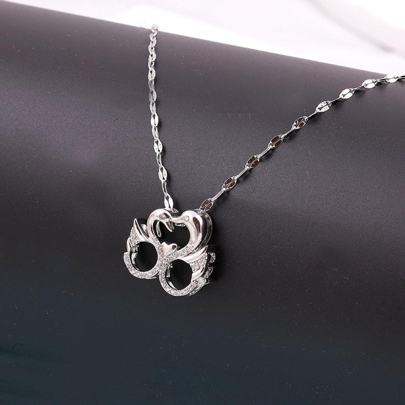 Silver Necklace with Swan Pendant Boho Bloom