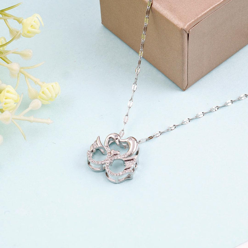 Silver Necklace with Swan Pendant Boho Bloom
