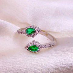Dual Gem Green Ring Boho Bloom