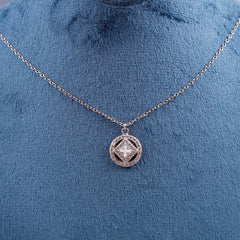 Silver Necklace with Geometric Diamond Pendant Boho Bloom