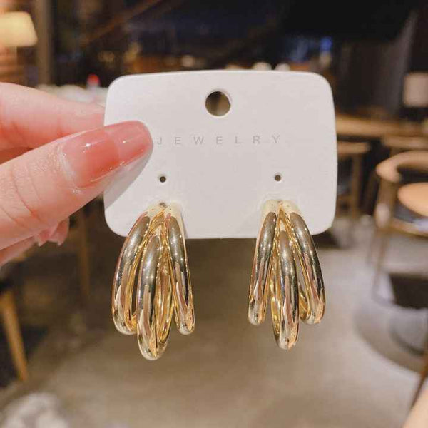 Gold Plated Triple Layered Half Hoop Earring Boho Bloom