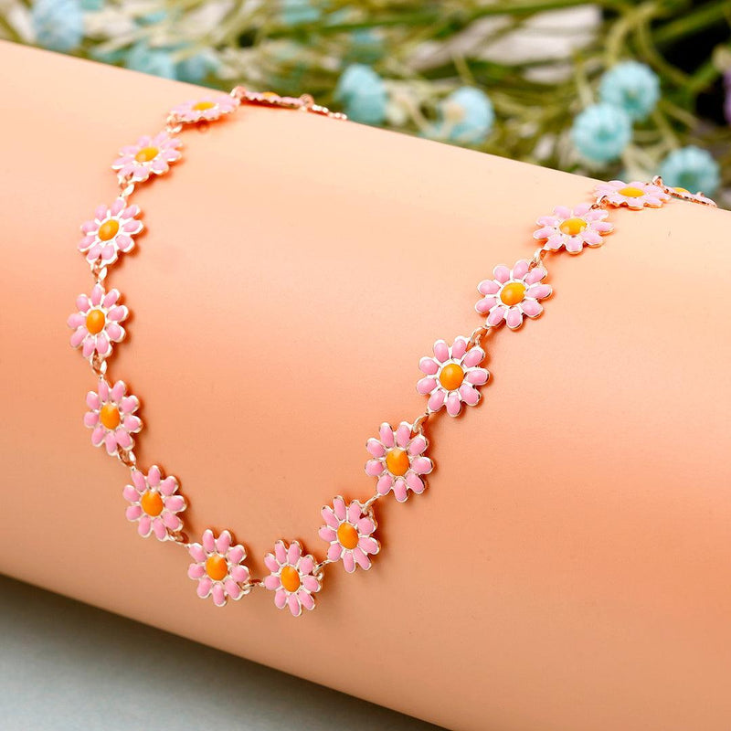 Daisy Flower Necklace Boho Bloom
