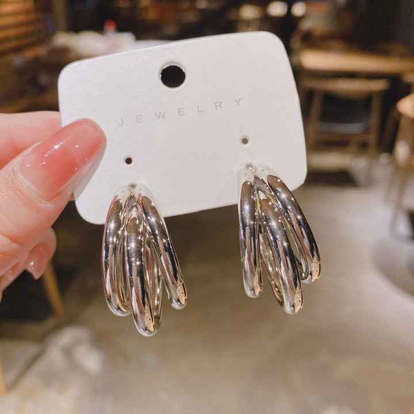 Gold Plated Triple Layered Half Hoop Earring Boho Bloom