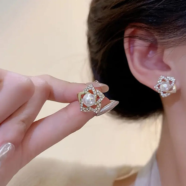 Trendy Korean Style Vintage Elegant Flower Stud Earrings Boho Bloom