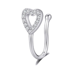 Fake nose Piercing silver heart Beauty NX