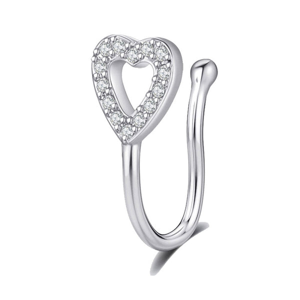 Fake nose Piercing silver heart Beauty NX