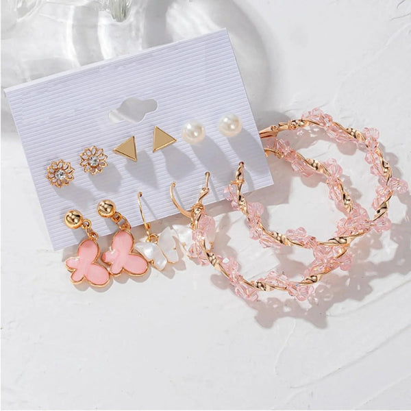 Pink Earring Fashion Card Combo of 6 Pairs Boho Bloom