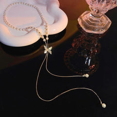 Pearl Necklace with Butterfly Pendant Boho Bloom