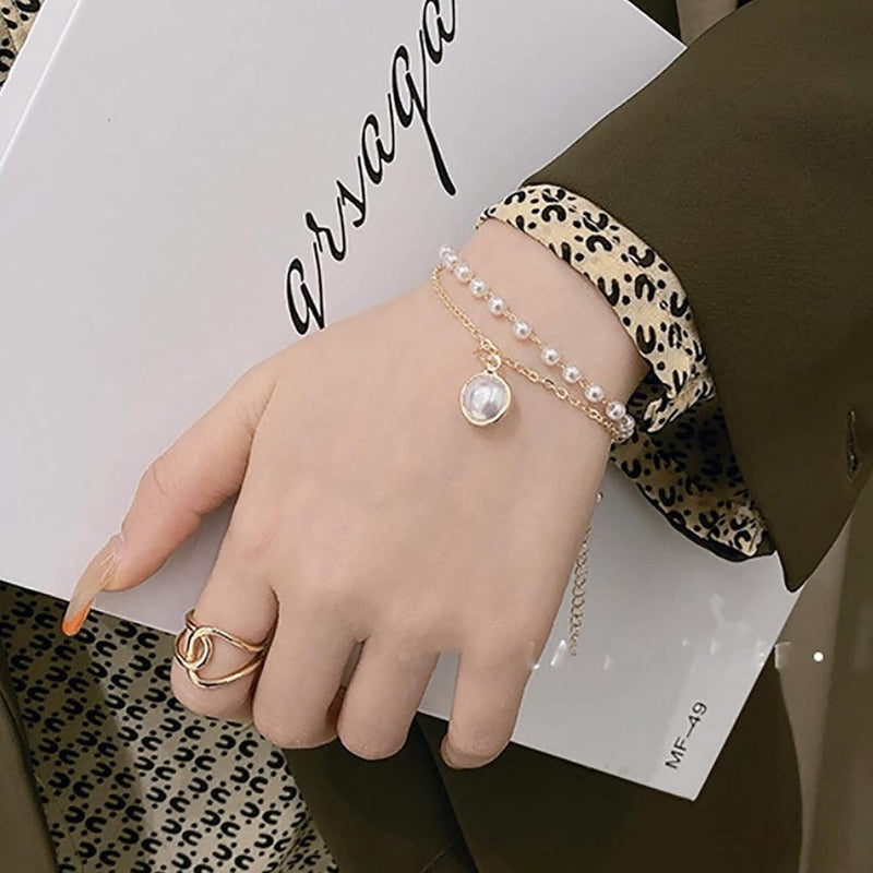Pearl and Chain Bracelet Boho Bloom