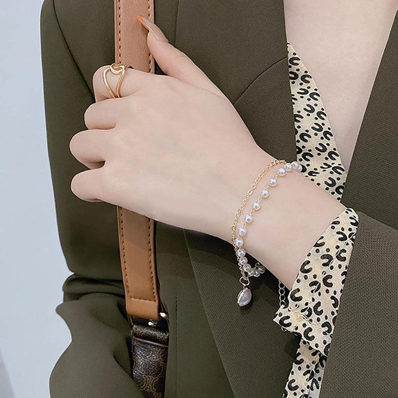 Pearl and Chain Bracelet Boho Bloom