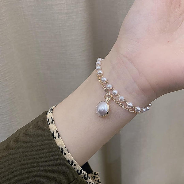 Pearl and Chain Bracelet Boho Bloom